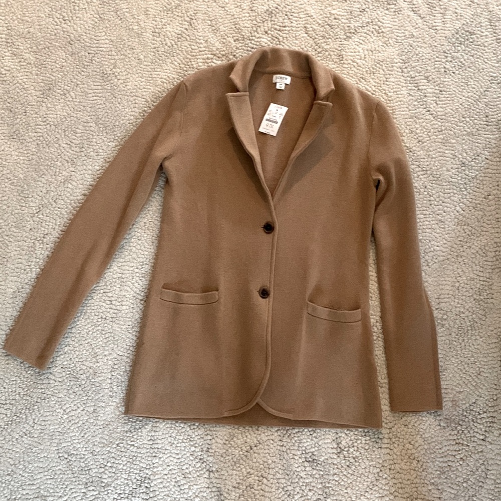 JCrew NWT Camel Color Sweater Blazer Size XS
